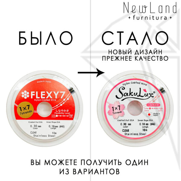 Тросик FLEXY 7 - Sakulux - 0,3 мм (серебро темное) катушка