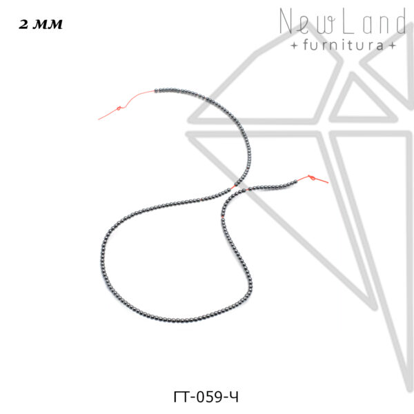 Гематит круглый черный 2 мм 1/2 нити