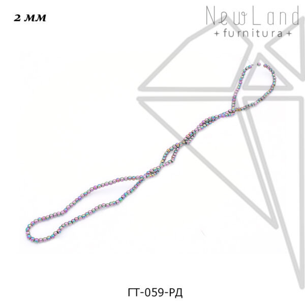 Гематит круглый радужный 2 мм 1/2 нити
