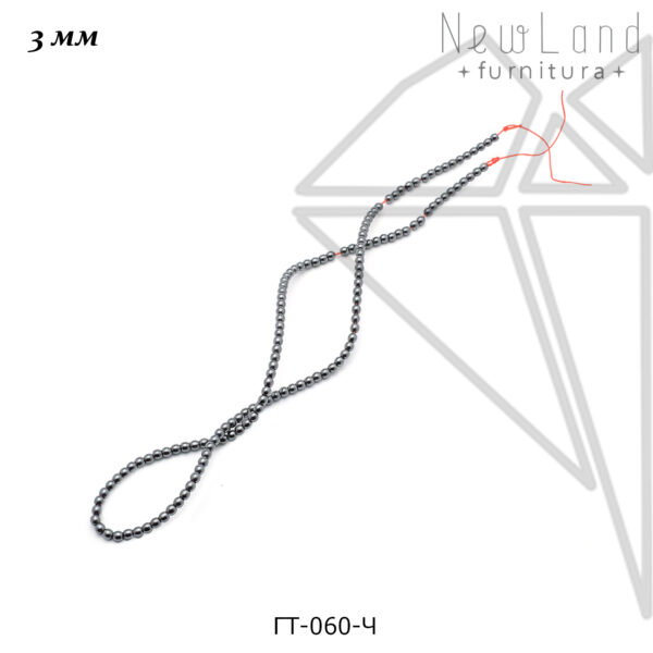 Гематит круглый черный 3 мм 1/2 нити